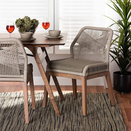 Baxton Studio Jennifer MidCentury Transitional Grey Woven Rope Mahogany Dining Side Chair 212-12806-ZORO